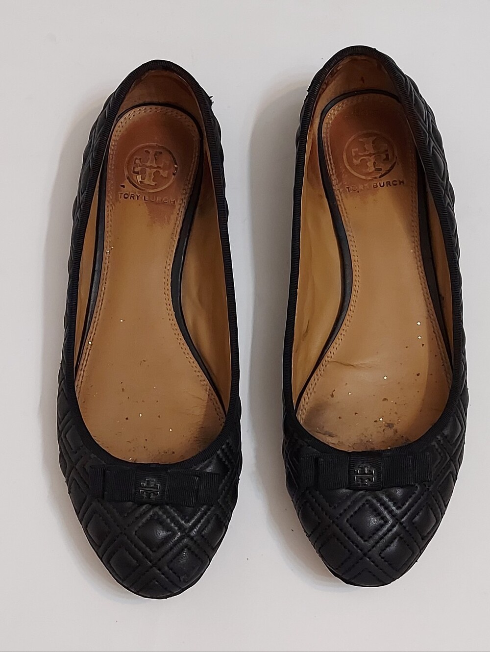 Tory Burch Black Quilted Leather Slip-On Ballet Flats